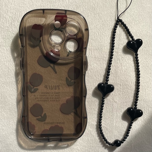 Brand New Beautiful Tulips Phone Case with Heart Lanyard for IPhone 14 Pro - Picture 5 of 12